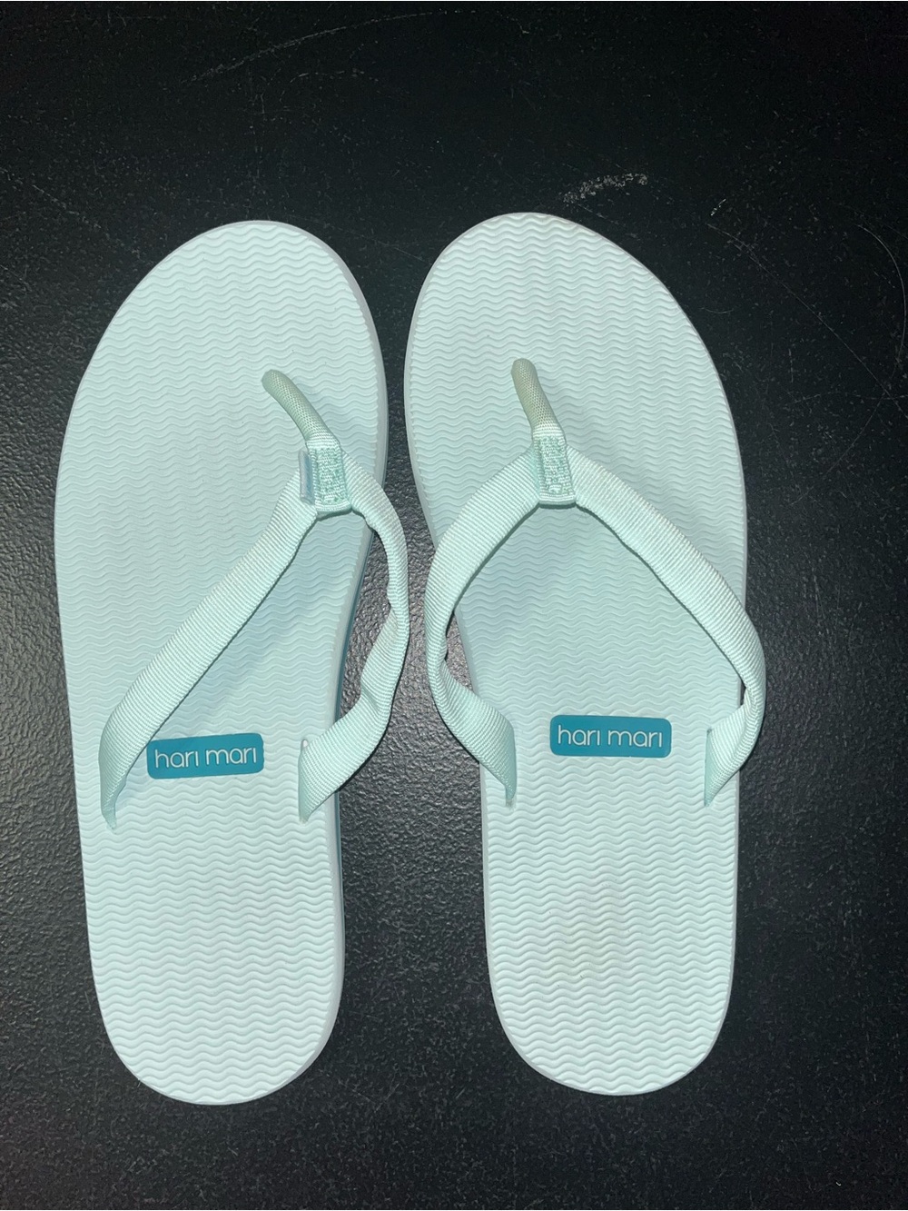 Hari Mari dunes flips flops on sea glass color way